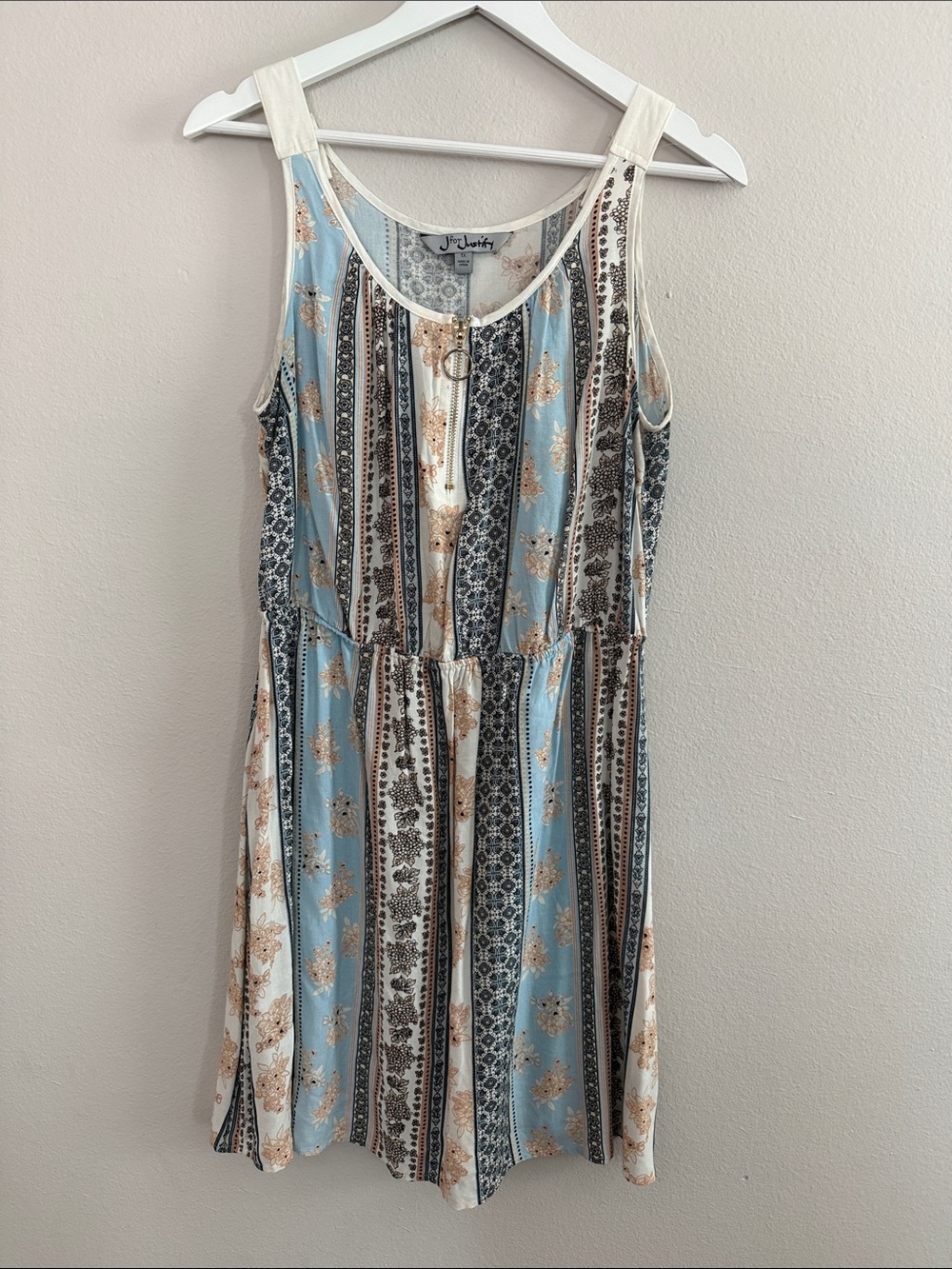 J for Justify Blue, Cream & Brown Striped Midi Dress